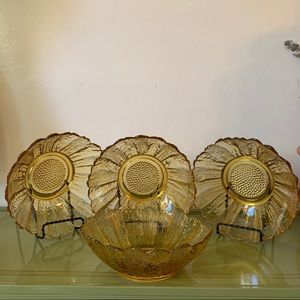 Vintage Anchor Hocking Country Estate Harvest Gold Bowls (set of 4)
